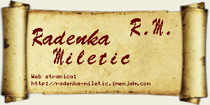 Radenka Miletić vizit kartica